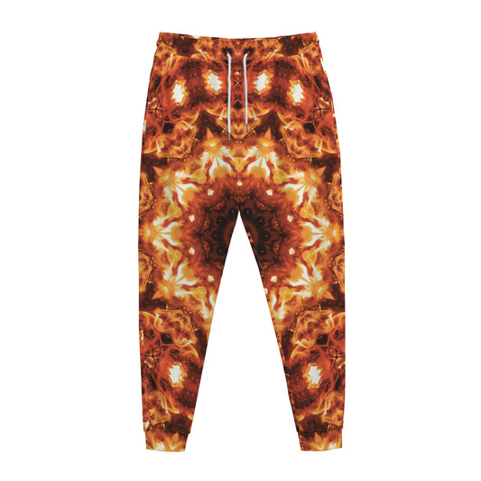 Orange Kaleidoscope Print Jogger Pants