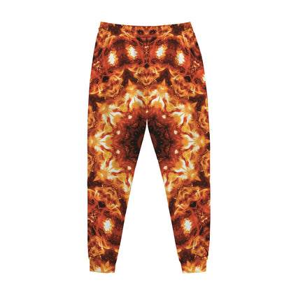 Orange Kaleidoscope Print Jogger Pants