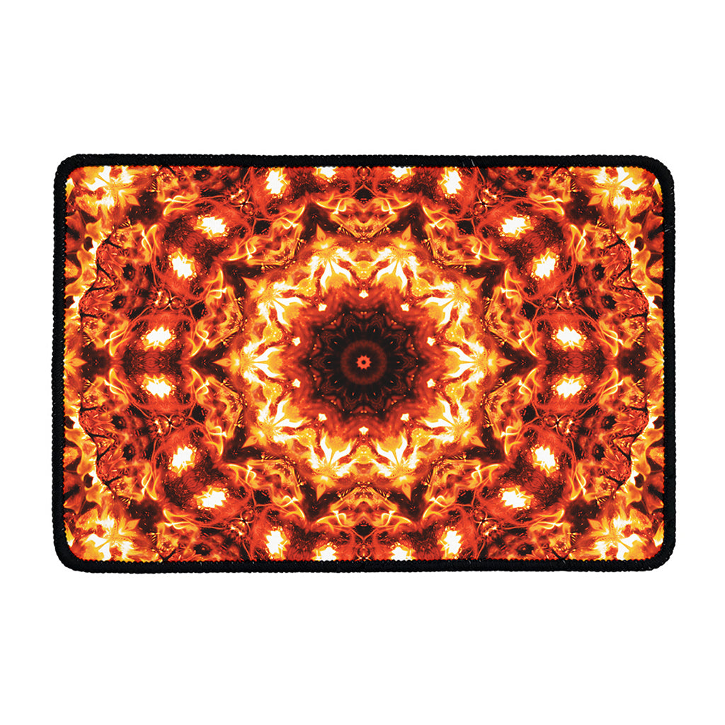 Orange Kaleidoscope Print Kitchen Mat