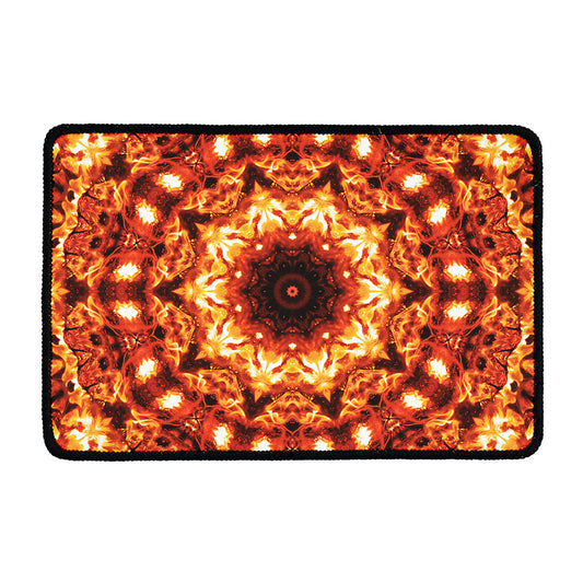 Orange Kaleidoscope Print Kitchen Mat