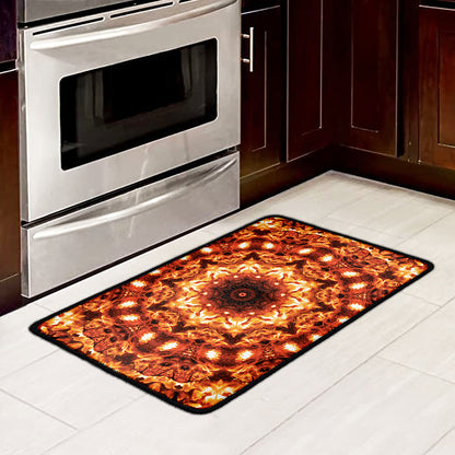 Orange Kaleidoscope Print Kitchen Mat