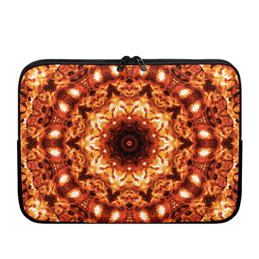 Orange Kaleidoscope Print Laptop Sleeve