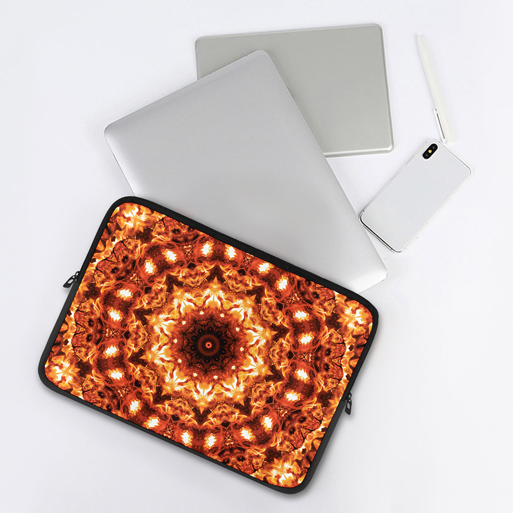 Orange Kaleidoscope Print Laptop Sleeve