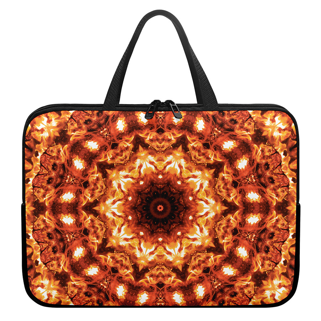Orange Kaleidoscope Print Laptop Sleeve With Handle