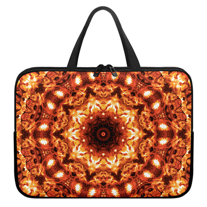 Orange Kaleidoscope Print Laptop Sleeve With Handle
