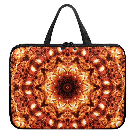 Orange Kaleidoscope Print Laptop Sleeve With Handle