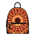 Orange Kaleidoscope Print Leather Backpack