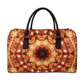 Orange Kaleidoscope Print Leather Duffel Bag