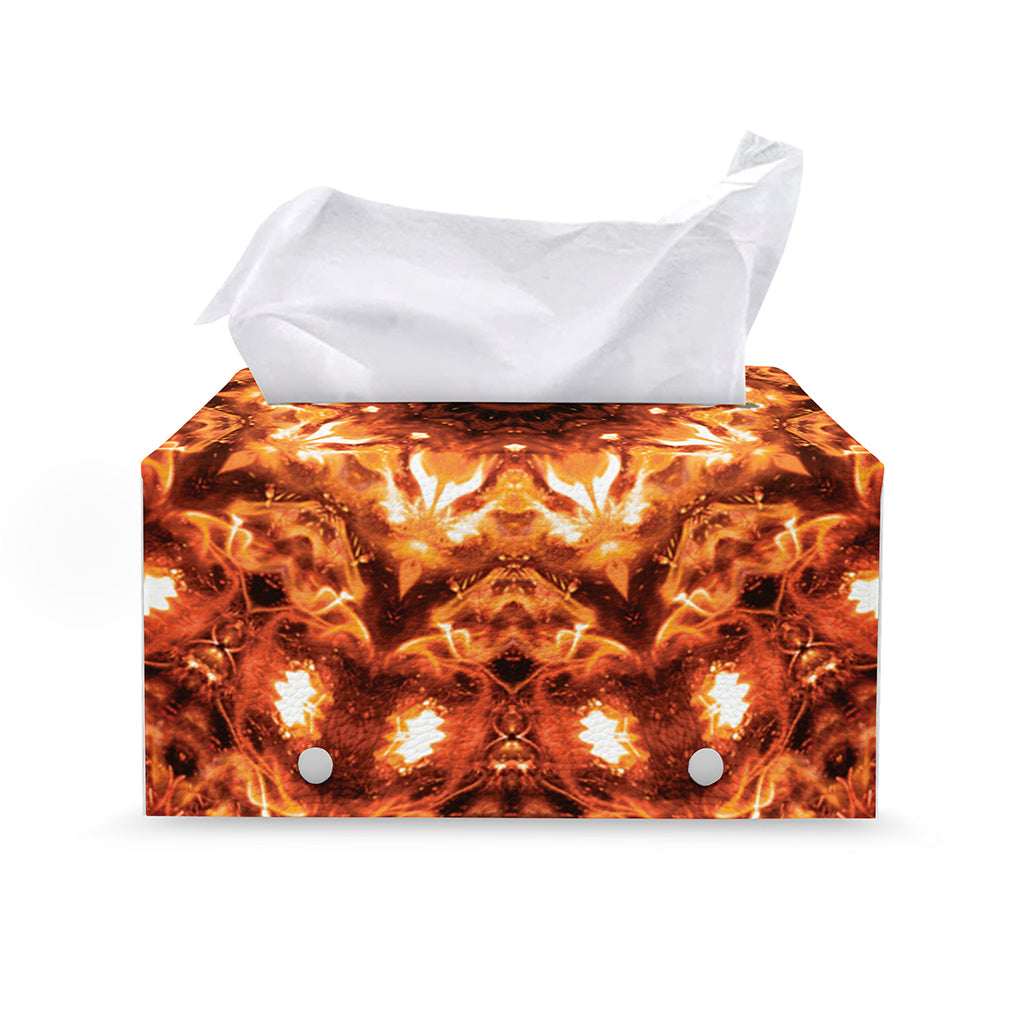 Orange Kaleidoscope Print Leather Tissue Box Cover