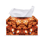 Orange Kaleidoscope Print Leather Tissue Box Cover