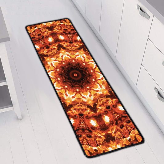 Orange Kaleidoscope Print Long Kitchen Mat