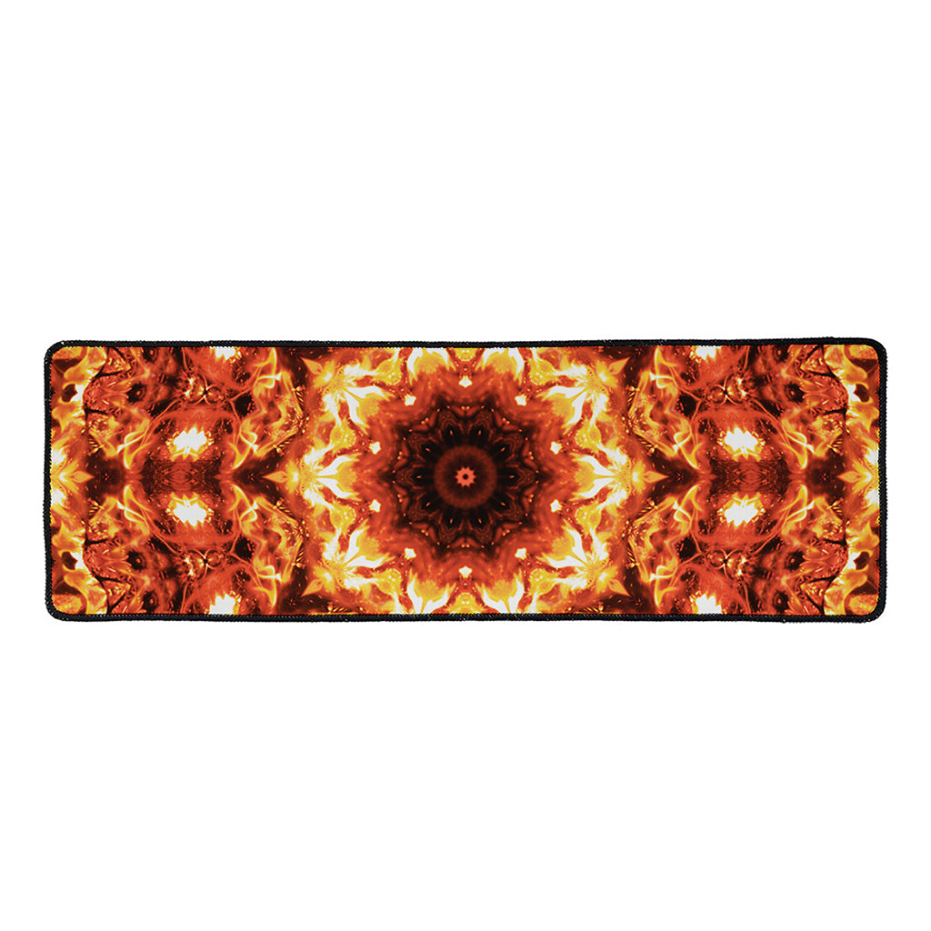 Orange Kaleidoscope Print Long Kitchen Mat