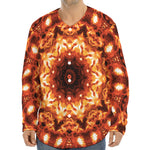 Orange Kaleidoscope Print Long Sleeve Baseball Jersey