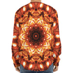 Orange Kaleidoscope Print Long Sleeve Baseball Jersey