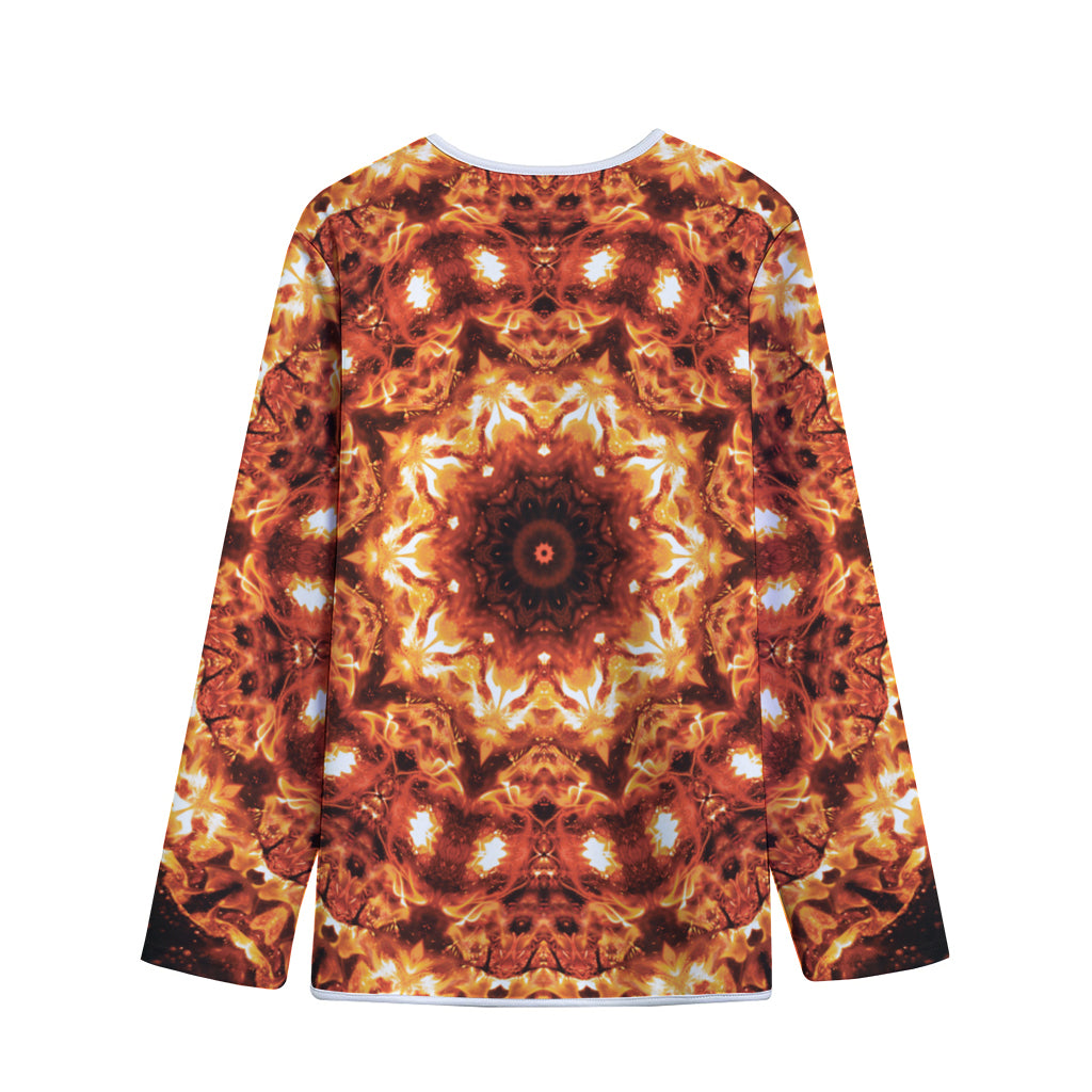 Orange Kaleidoscope Print Long Sleeve Short Coat