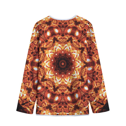 Orange Kaleidoscope Print Long Sleeve Short Coat