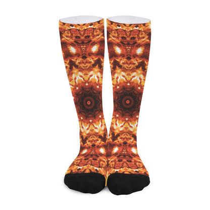Orange Kaleidoscope Print Long Socks
