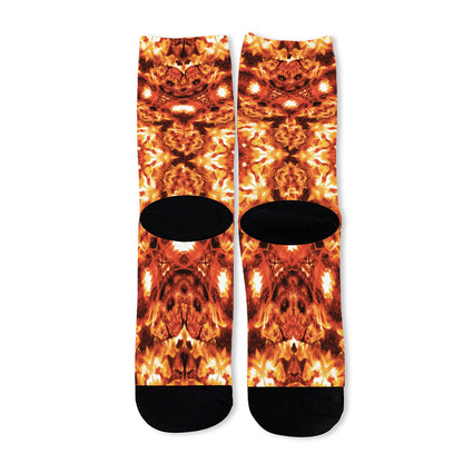 Orange Kaleidoscope Print Long Socks