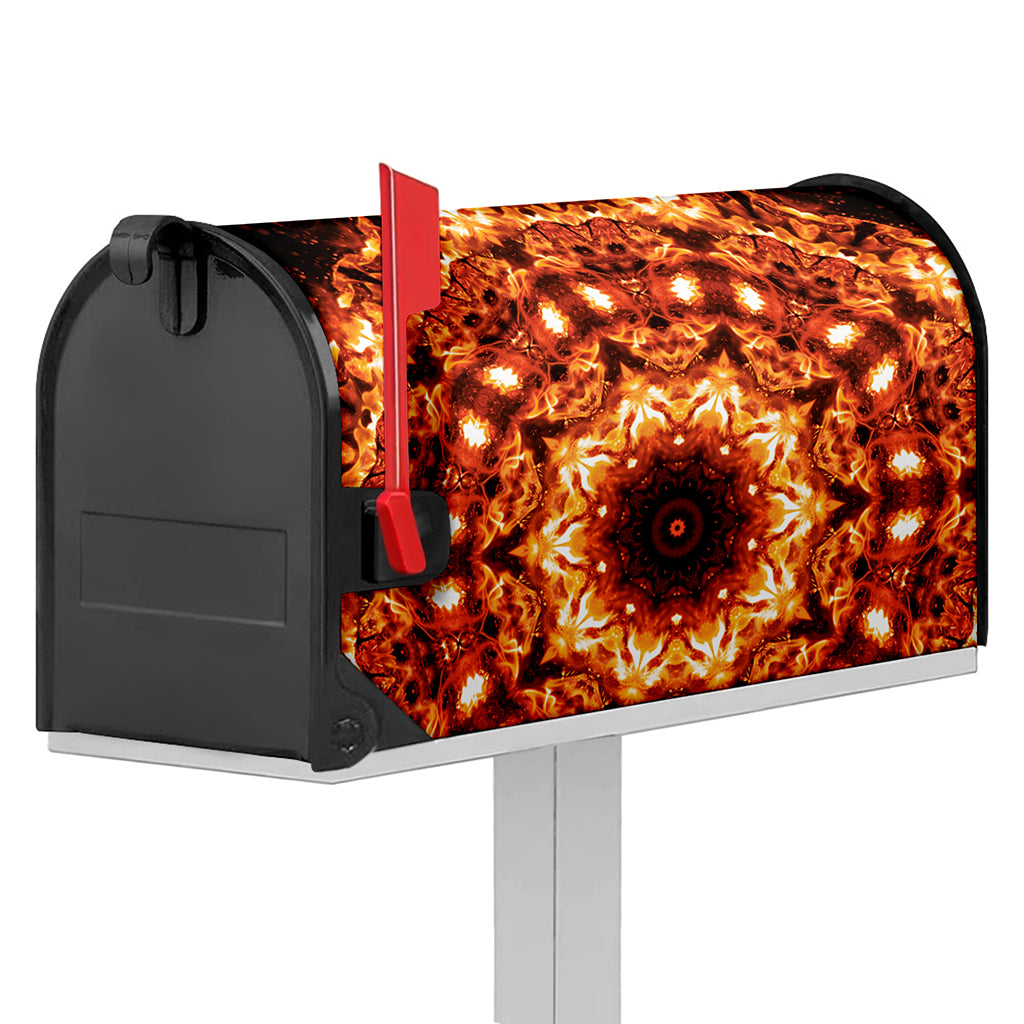 Orange Kaleidoscope Print Mailbox Cover