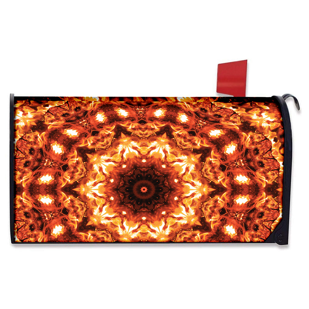 Orange Kaleidoscope Print Mailbox Cover