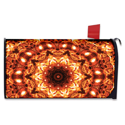 Orange Kaleidoscope Print Mailbox Cover