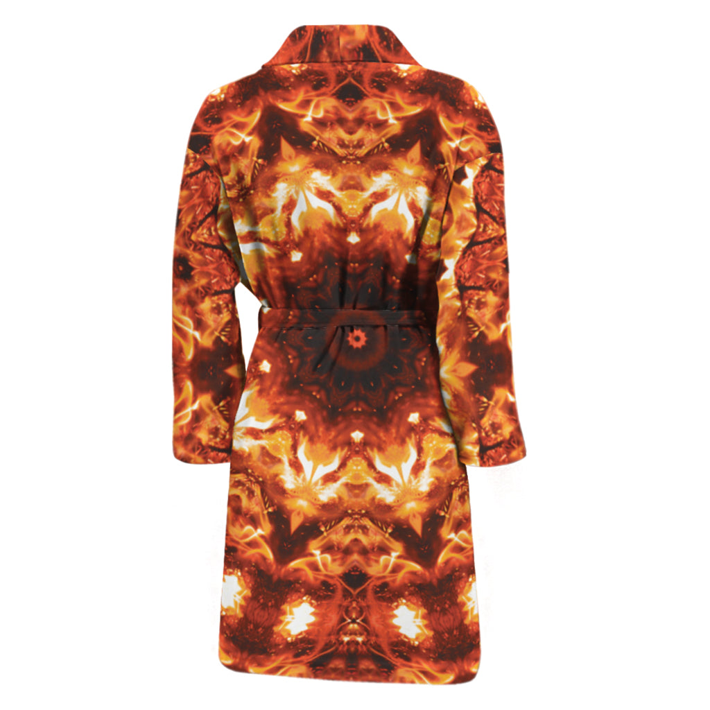 Orange Kaleidoscope Print Men's Bathrobe