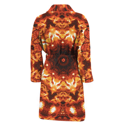 Orange Kaleidoscope Print Men's Bathrobe