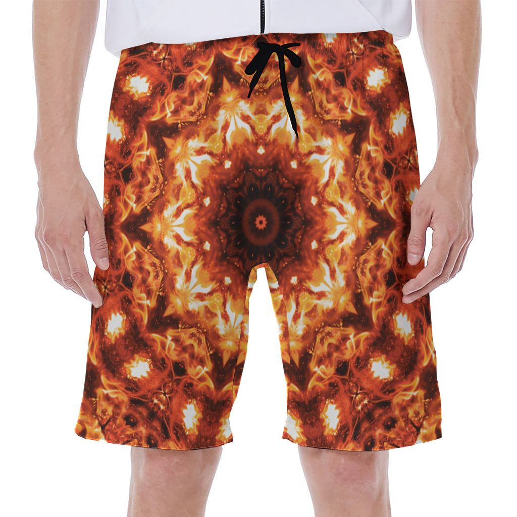 Orange Kaleidoscope Print Men's Beach Shorts