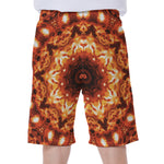Orange Kaleidoscope Print Men's Beach Shorts