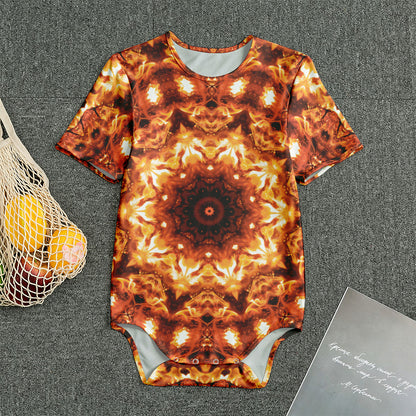 Orange Kaleidoscope Print Men's Bodysuit