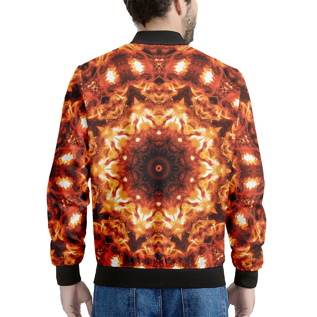 Orange Kaleidoscope Print Men's Bomber Jacket
