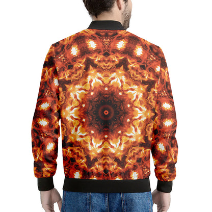 Orange Kaleidoscope Print Men's Bomber Jacket