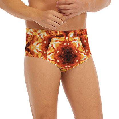 Orange Kaleidoscope Print Men's Briefs