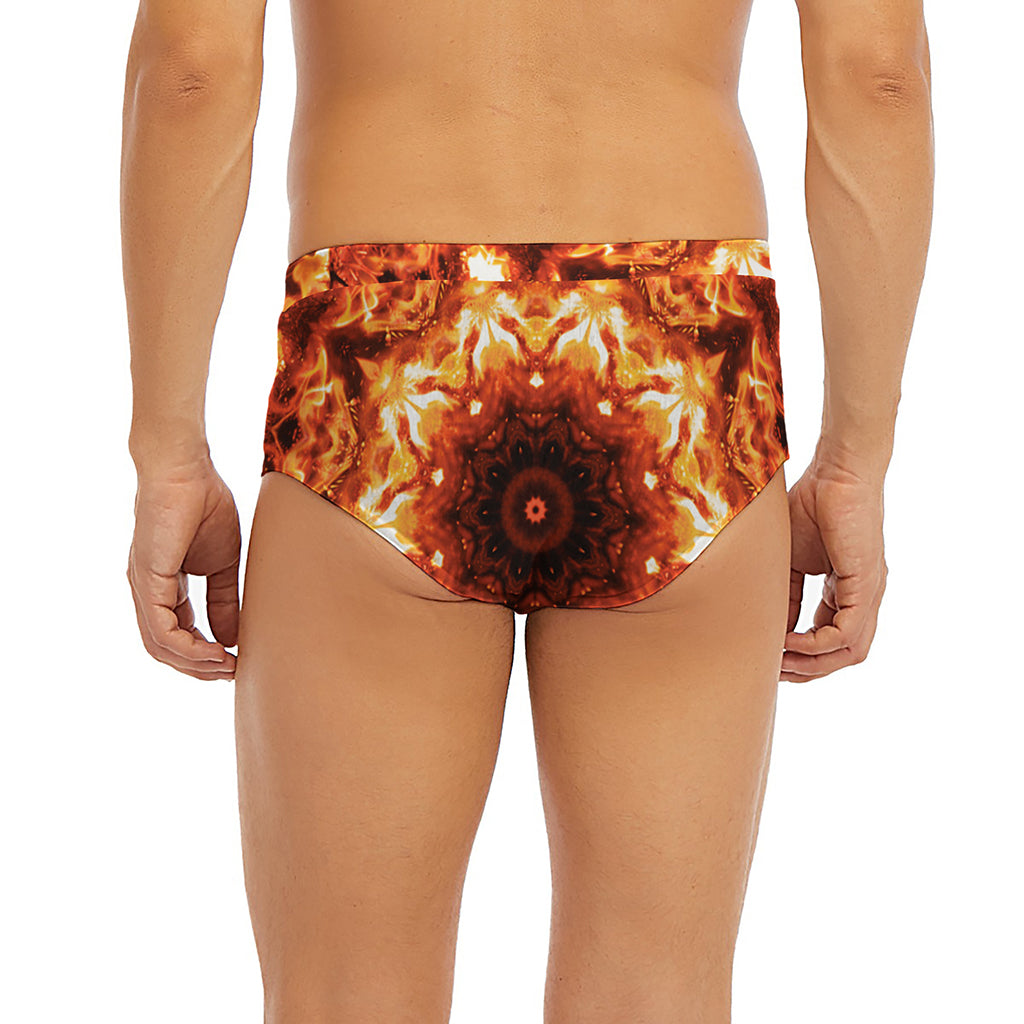 Orange Kaleidoscope Print Men's Briefs