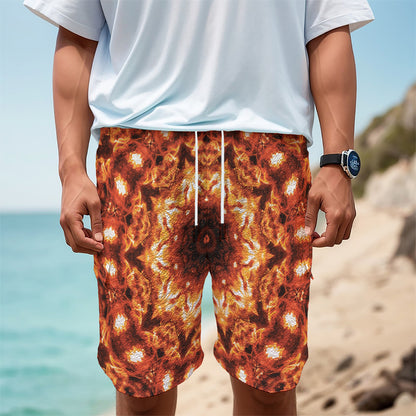 Orange Kaleidoscope Print Men's Cargo Shorts