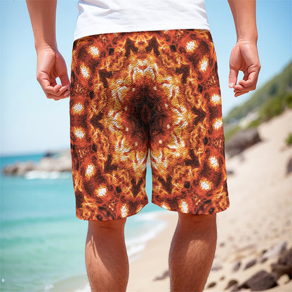 Orange Kaleidoscope Print Men's Cargo Shorts