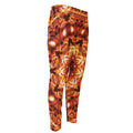 Orange Kaleidoscope Print Men's Compression Pants