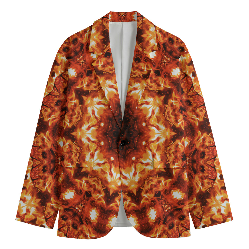 Orange Kaleidoscope Print Men's Cotton Blazer