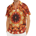 Orange Kaleidoscope Print Men's Deep V-Neck Shirt
