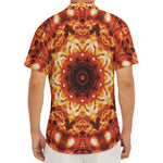 Orange Kaleidoscope Print Men's Deep V-Neck Shirt