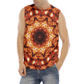 Orange Kaleidoscope Print Men's Fitness Tank Top