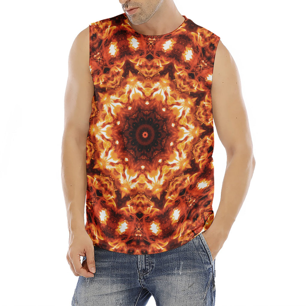 Orange Kaleidoscope Print Men's Fitness Tank Top