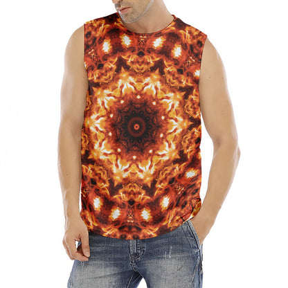 Orange Kaleidoscope Print Men's Fitness Tank Top