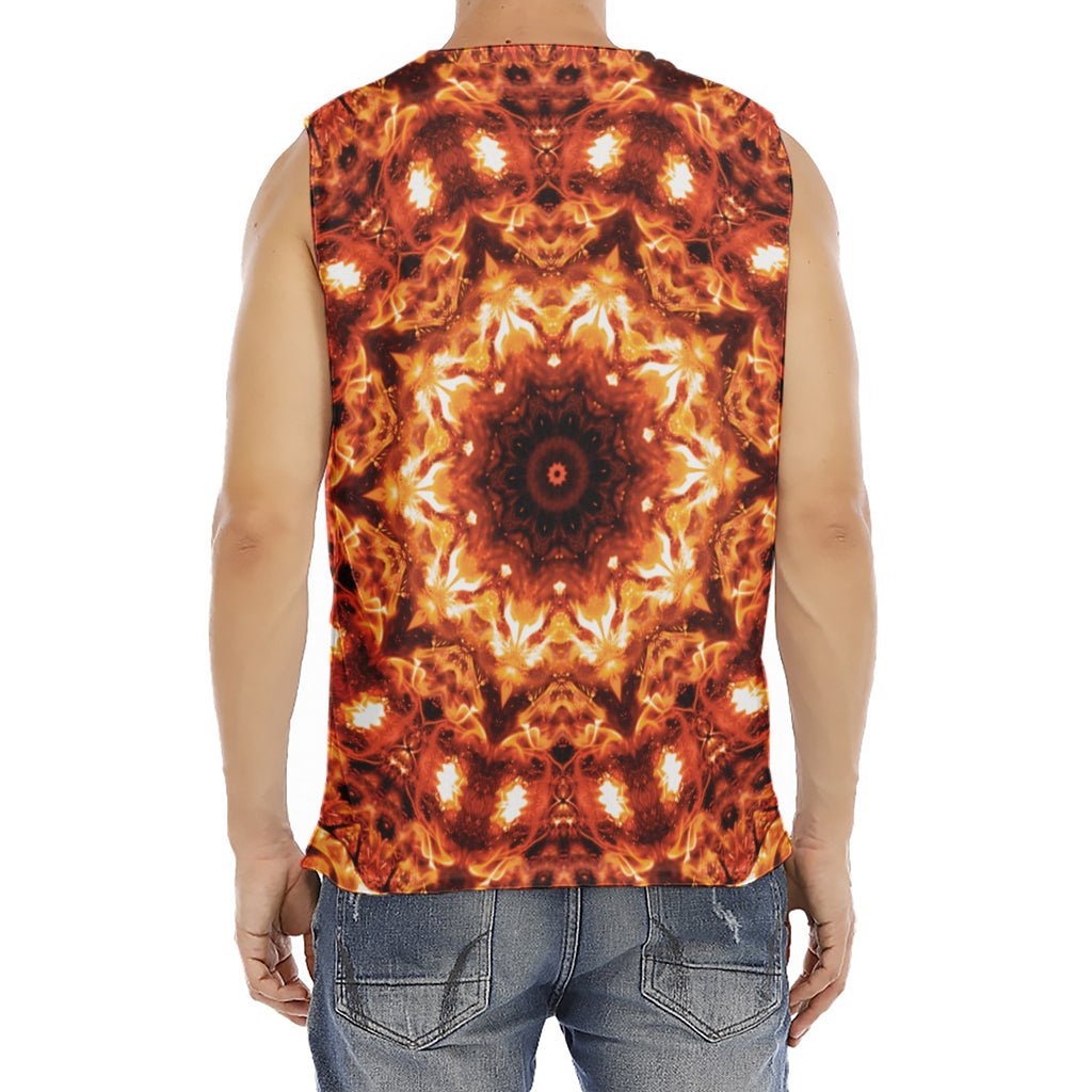 Orange Kaleidoscope Print Men's Fitness Tank Top
