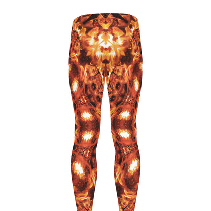 Orange Kaleidoscope Print Men's leggings