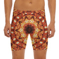 Orange Kaleidoscope Print Men's Long Boxer Briefs