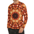 Orange Kaleidoscope Print Men's Long Sleeve Rash Guard