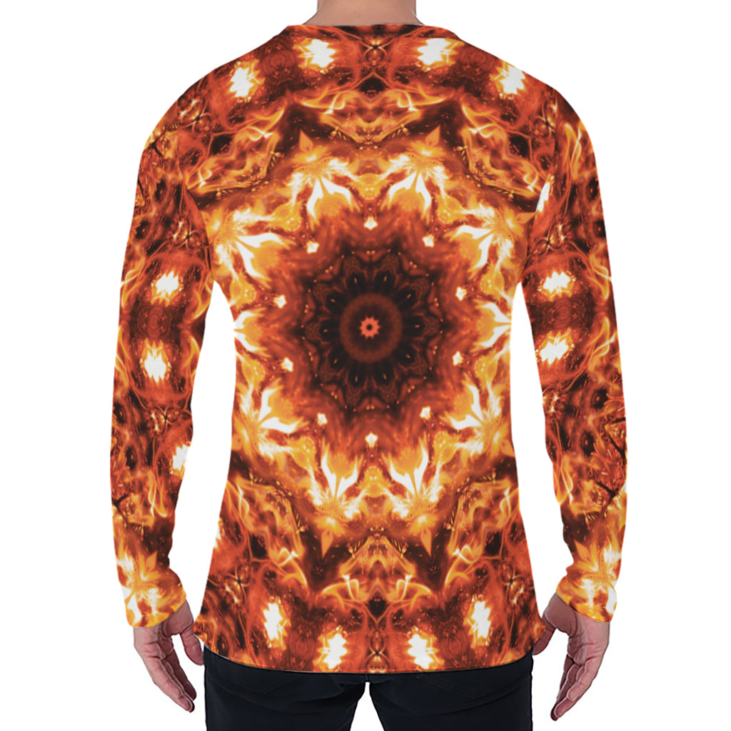 Orange Kaleidoscope Print Men's Long Sleeve T-Shirt