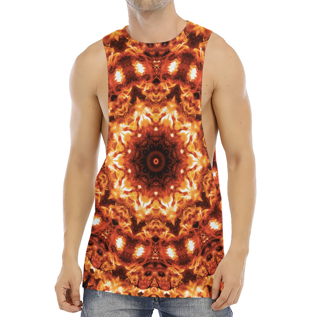 Orange Kaleidoscope Print Men's Muscle Tank Top