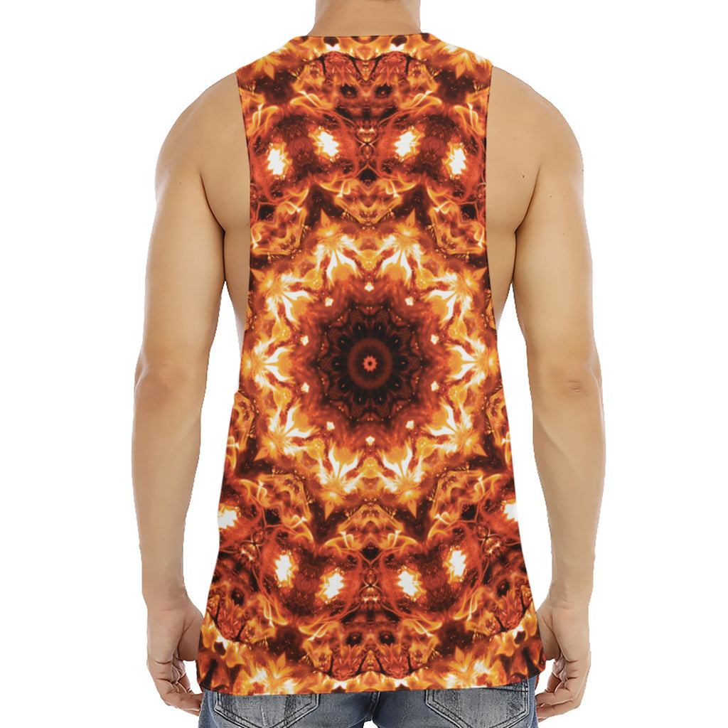 Orange Kaleidoscope Print Men's Muscle Tank Top